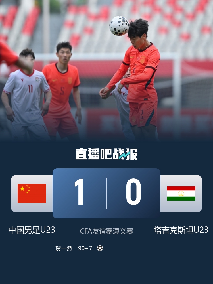 贺一然读秒头槌绝杀 U23国足1-0塔吉克斯坦 贺一然读秒头槌绝杀 U23国足1-0塔吉克斯坦